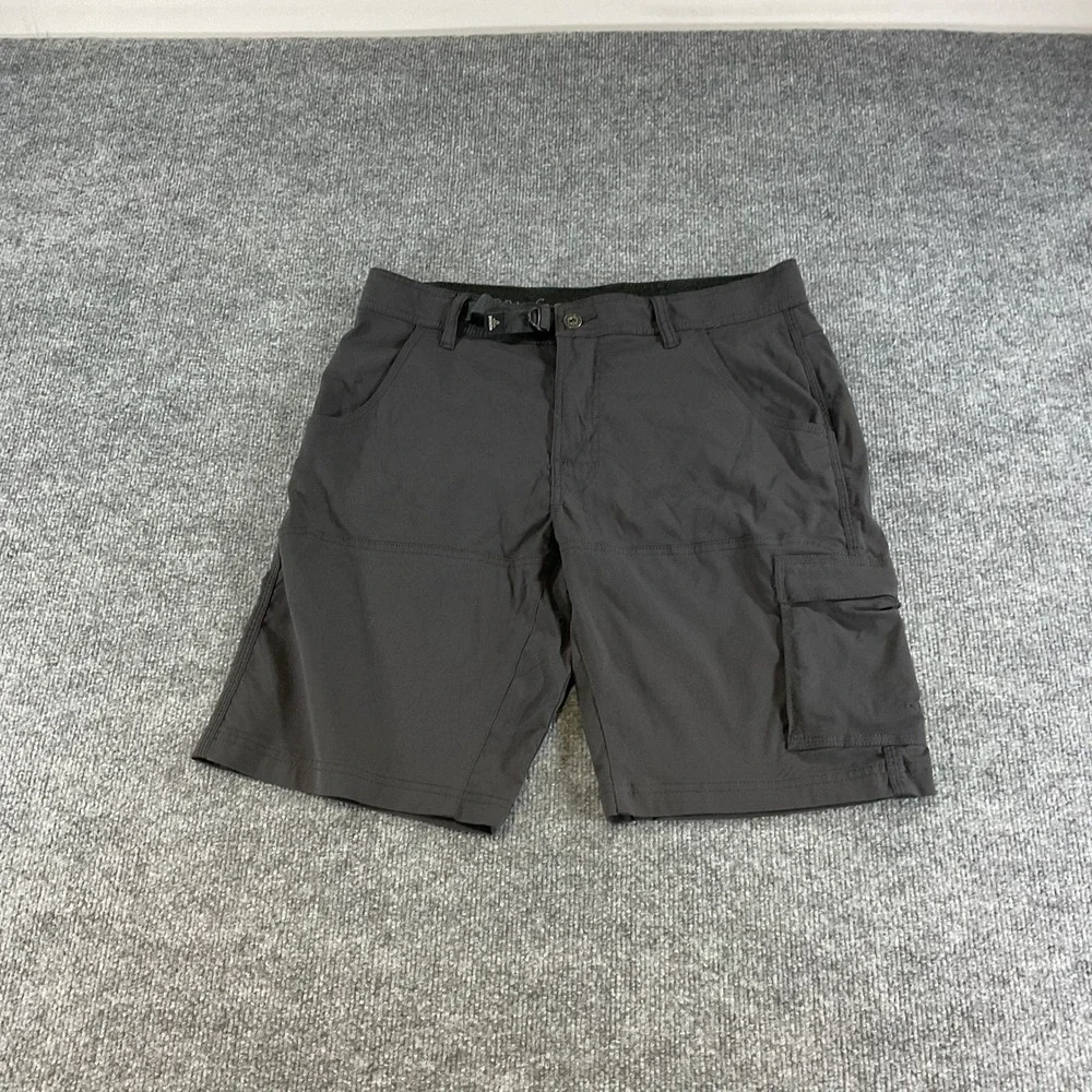 prAna Cargo Shorts Mens 32W x 10 Gray Outdoor Hiking Performance Stretch Ripstop